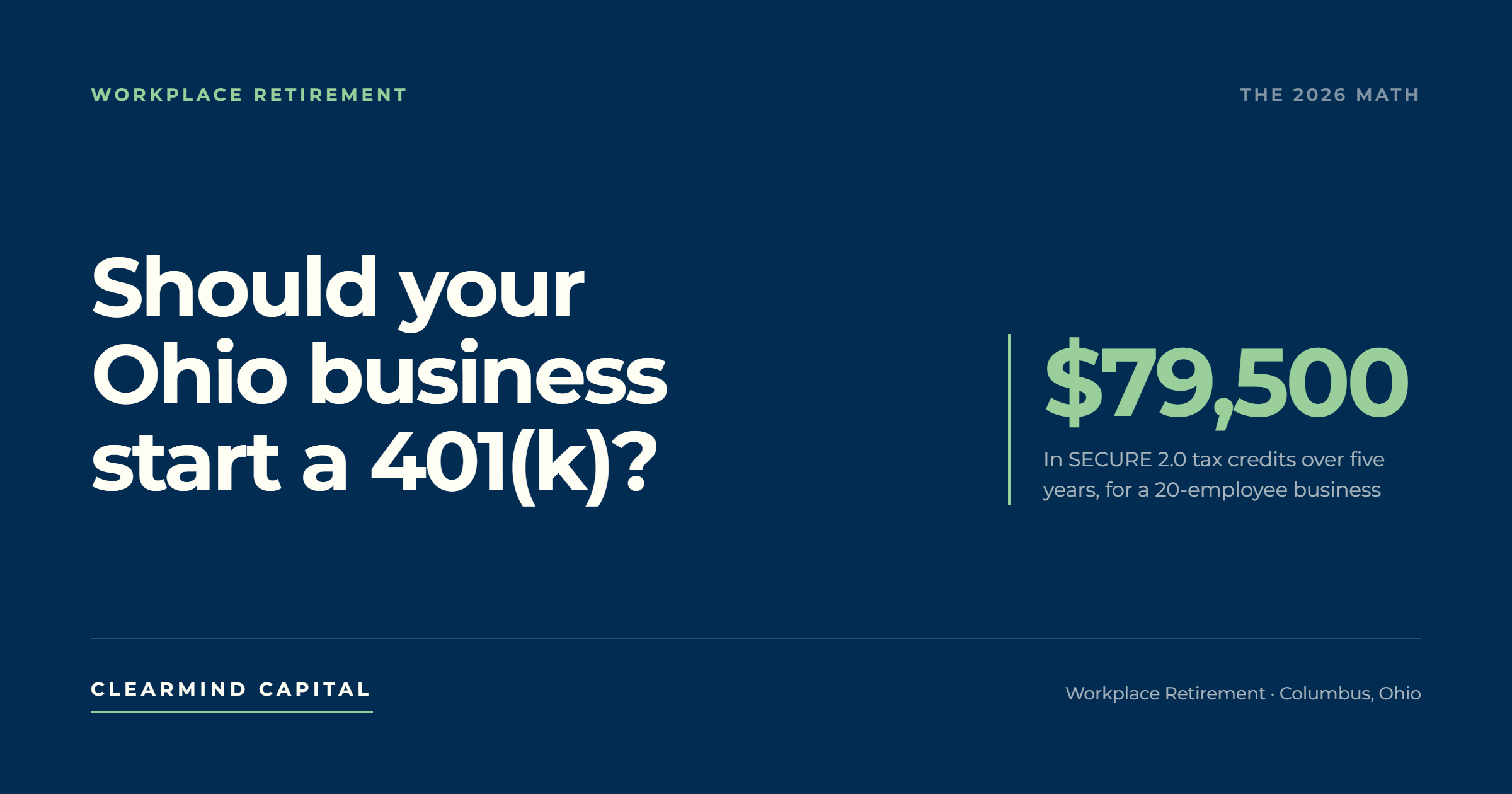 Should Your Ohio Business Start a 401(k)? Here Is the 2026 Math, in Plain English