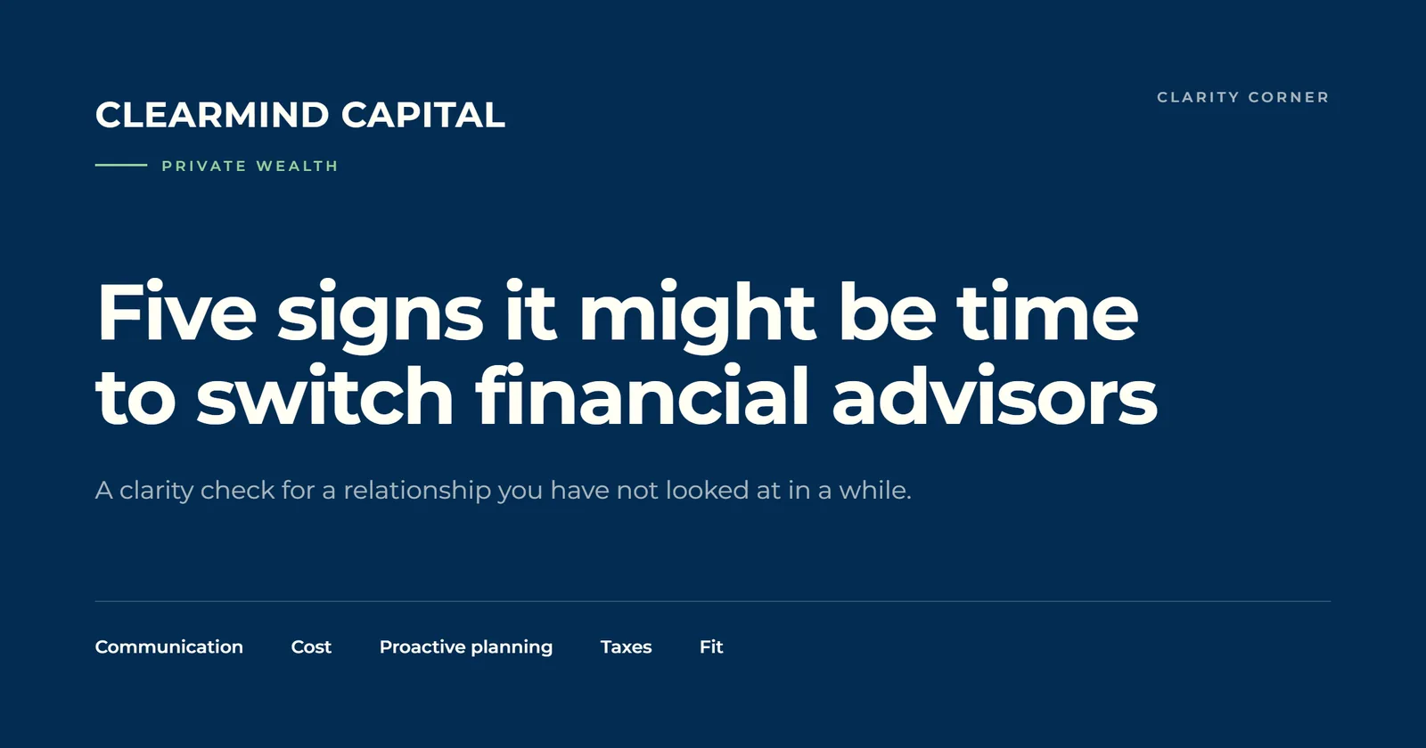 Five Signs It Might Be Time to Switch Financial Advisors