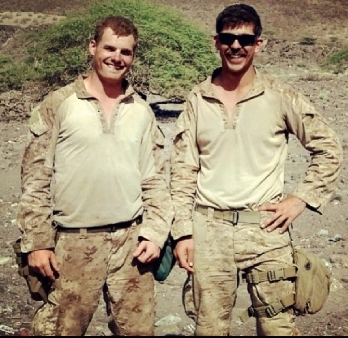 Me, left, with my corpsman during a training operation in Africa.